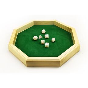 Heavy Duty 12 Inch Octagonal Wooden Dice Tray with Felt Lined Rolling Surface