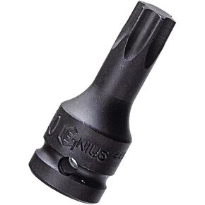 Genius Tools 1/2" Drive T-40 Star Impact Bit Socket, 3" Length, Cr-Mo Steel - 4476S40