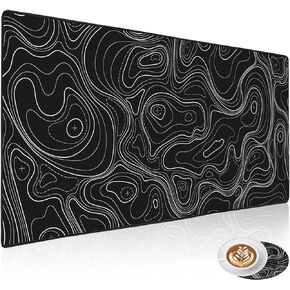 Gaming Mouse Pad XXL Extended Fluid Pattern Mouse Pad 31.5x15.7inch, Large Abstract Big Computer Mouse Mat Desk Pad with Non-Slip Rubber Base and Stitched Edge for Home Office-Red Fluid