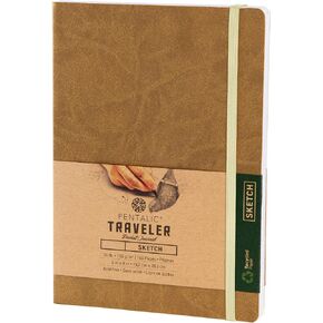 Pentalic 6" x 8" Pocket Sketchbook Traveler Journal, 160 Pages, Metallic Gold