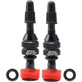 2PCS Bicycle Tubeless Presta Valves Stem Aluminum Alloy 40mm Bike Vacuum Tire Nozzle Portable Alloy Kit Increase Friction Prevent Air Leakage Presta Nozzle Nut with Valve Caps