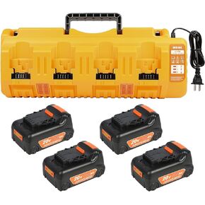 4Pack 20V 6.0Ah Battery Replacement for Dewalt 20v Max Battery with DCB104 Charger Station Combo