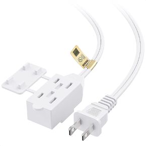[UL Listed] Cable Matters 16 AWG 2 Prong Extra Long Extension Cord 25 ft, 13A 3-Outlet Extension Cords with Tamper Guard, 13 Amp, 1625 Watts, White