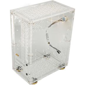 Mini ITX Case, Mini PC Case with Clear Acrylic Panel, 360 Degree Cooling, 4.3L Capacity, Cushioning Foot PadsComputer Cases for Flex 1U Power 170x170mm 2.5in SSD, Micro ITX PC