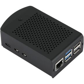 Raspberry Pi 5 Case Metal Shell Aluminum Box Black Cover Housing with Hanging Bracket for RaspberryPi 5