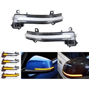 LED Dynamic Side Rear View Mirror Light Led Blinker Turn Signal Light Clear Lens Compatible with BMW 1-4 Series F20-21-22-30-31-32-33-34-35-36-80-82 X1 E84 i3, Clear Lens+Yellow Light