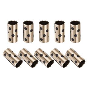 uxcell 10pcs JDB Bearing Bushing Sleeve 8mm Bore x 12mm OD x 20mm Length, Self-Lubricating Graphite Brass Bushings