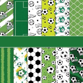 VIVIQUEN 24 Pack Soccer Pattern Double-Sided Paper, 12-inches Ball Game Textured Scrapbook Paper Craft Paper Folded Flat for DIY Background Card Making Scrapbook Photo Album Decor
