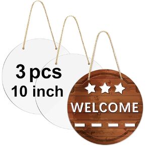 3 pcs metal sublimation door hanger blanks，10 inch circle Unfinished Blank Sign Door Hanger ，sublimation ornament blanks decorative door hanger ，blank door hangers，sublimation metal sign blanks