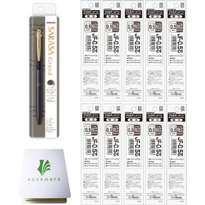Sarasa ZEBRA GRAND Gel Ballpoint Pen 0.5mm Sepia Black + 10 Refills with Original Sticky Notes