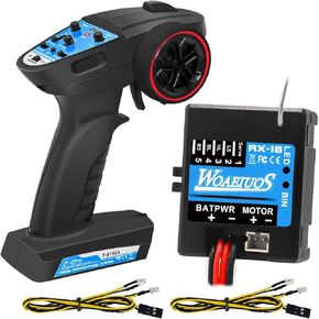 2 in 1 ESC & Receiver with 3CH 2.4G RC Transmitter ESC Remote Controller Receiver Combo Specially Designed for Axial SCX24 RC Car