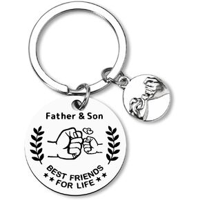 Father Keychain for Son Birthday Gifts for Dad Fathers Day Key Chain Gift from Son Anniversary Present for Dad Keyring Gift for Best Dad Ever Presents for Son Father Matching Key Ring