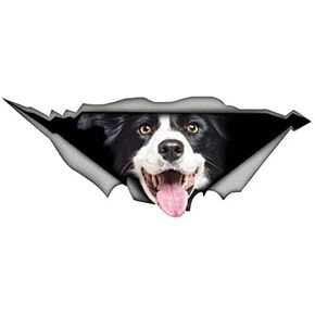EARLFAMILY 5.1‘’ for Shih tzu 3D Car Sticker Funny Pet Dog Decal Creative Torn Metal Modified Stickers Waterproof Car Styling Decoration Waterproof