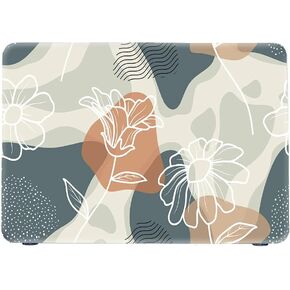 Painting Hard Matte Case for MacBook Air 13 inch Case Touch ID Retina A2337(M1 Chip)/A2179/A1932 Abstract Artworks Protective Shell with Keyboard Cover (Green Papercut)