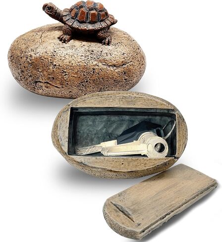 Fake Rock Hidden Key Box for outside- Looks Feels Like Real Stone - Safe Resin Spare Hide a Key Outside for Outdoor Garden or Yard (Stone and Turtle Style) in Saudi Arabia