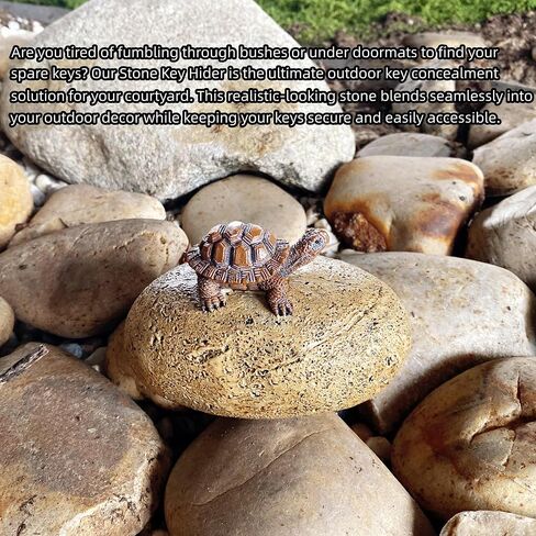 Fake Rock Hidden Key Box for outside- Looks Feels Like Real Stone - Safe Resin Spare Hide a Key Outside for Outdoor Garden or Yard (Stone and Turtle Style) in Saudi Arabia