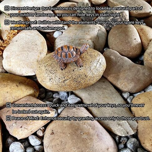 Fake Rock Hidden Key Box for outside- Looks Feels Like Real Stone - Safe Resin Spare Hide a Key Outside for Outdoor Garden or Yard (Stone and Turtle Style) in Saudi Arabia