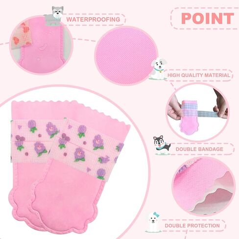 20PCS Dog Shoes,Double Layer Breathable Dog Shoes,Dog Paw Protector,Dog Booties to Prevent Licking,Disposable Dog Booties with Adjustable Double Bandages.(Pink) (Purple Grape Pattern,S) in Kuwait