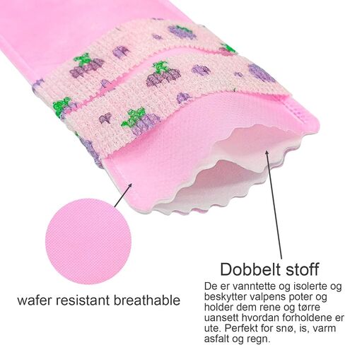 20PCS Dog Shoes,Double Layer Breathable Dog Shoes,Dog Paw Protector,Dog Booties to Prevent Licking,Disposable Dog Booties with Adjustable Double Bandages.(Pink) (Purple Grape Pattern,S) in Kuwait
