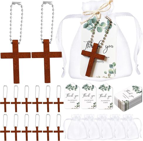 50 مجموعة من سلاسل المفاتيح الخشبية المتقاطعة هدايا الجنازة للاحتفال بديكورات الحياة، ضيوف الجنازة، أصدقاء العائلة والأحباء in Kuwait