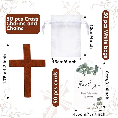 50 مجموعة من سلاسل المفاتيح الخشبية المتقاطعة هدايا الجنازة للاحتفال بديكورات الحياة، ضيوف الجنازة، أصدقاء العائلة والأحباء in Kuwait