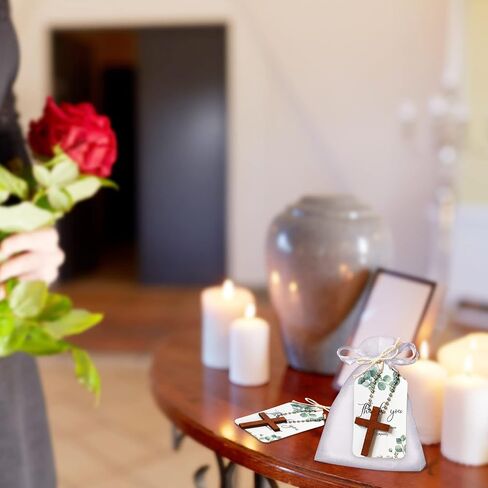 50 مجموعة من سلاسل المفاتيح الخشبية المتقاطعة هدايا الجنازة للاحتفال بديكورات الحياة، ضيوف الجنازة، أصدقاء العائلة والأحباء in Kuwait