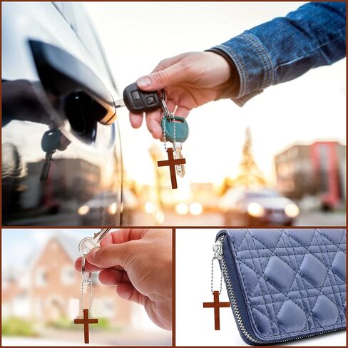 50 مجموعة من سلاسل المفاتيح الخشبية المتقاطعة هدايا الجنازة للاحتفال بديكورات الحياة، ضيوف الجنازة، أصدقاء العائلة والأحباء in Kuwait