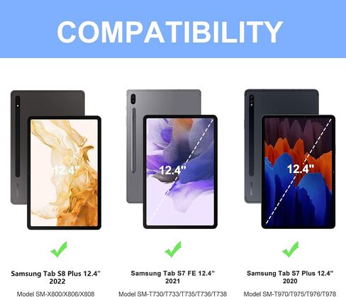Touchpad Samsung Galaxy Tab S8 Plus/S7 FE/S7 Plus 12.4" Keyboard Case, 7 Colors Backlit Keyboard Cover with S Pen Holder & Detachable Bluetooth Keyboard for Tab S7 FE 2021/S7 Plus 2020/S8+ 2022 (Blue) in Saudi Arabia