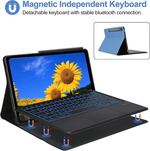 Touchpad Samsung Galaxy Tab S8 Plus/S7 FE/S7 Plus 12.4" Keyboard Case, 7 Colors Backlit Keyboard Cover with S Pen Holder & Detachable Bluetooth Keyboard for Tab S7 FE 2021/S7 Plus 2020/S8+ 2022 (Blue) in Saudi Arabia