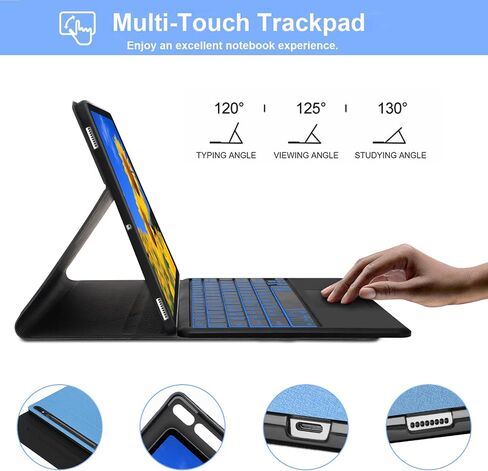 Touchpad Samsung Galaxy Tab S8 Plus/S7 FE/S7 Plus 12.4" Keyboard Case, 7 Colors Backlit Keyboard Cover with S Pen Holder & Detachable Bluetooth Keyboard for Tab S7 FE 2021/S7 Plus 2020/S8+ 2022 (Blue) in Saudi Arabia