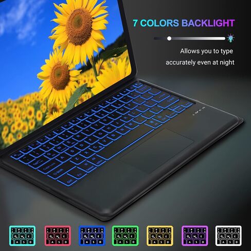 Touchpad Samsung Galaxy Tab S8 Plus/S7 FE/S7 Plus 12.4" Keyboard Case, 7 Colors Backlit Keyboard Cover with S Pen Holder & Detachable Bluetooth Keyboard for Tab S7 FE 2021/S7 Plus 2020/S8+ 2022 (Blue) in Saudi Arabia