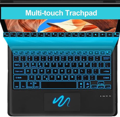 Touchpad Samsung Galaxy Tab S8 Plus/S7 FE/S7 Plus 12.4" Keyboard Case, 7 Colors Backlit Keyboard Cover with S Pen Holder & Detachable Bluetooth Keyboard for Tab S7 FE 2021/S7 Plus 2020/S8+ 2022 (Blue) in Saudi Arabia