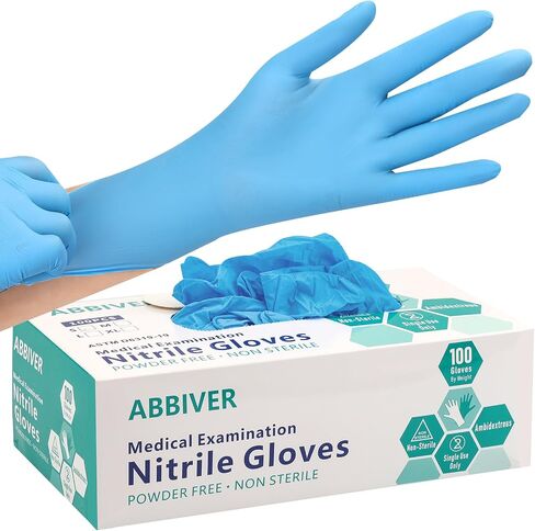 Powder Free Disposable Gloves -100 Pack 3.6Mil- Blue Vinyl Medical Exam Gloves Food Gloves (S/M/L/XL) in Saudi Arabia