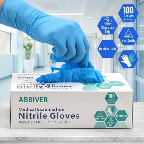 Powder Free Disposable Gloves -100 Pack 3.6Mil- Blue Vinyl Medical Exam Gloves Food Gloves (S/M/L/XL) in Saudi Arabia