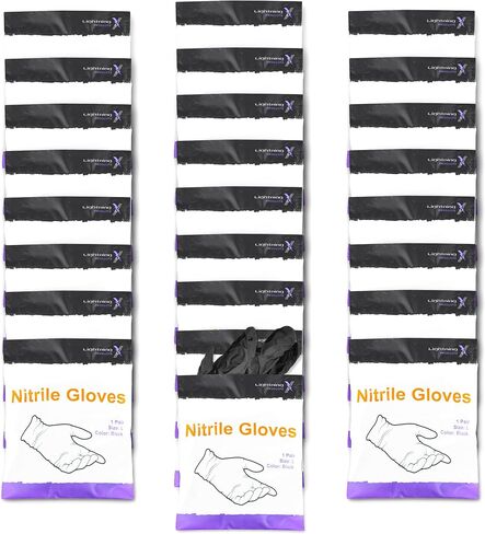 Lightning X Nitrile Exam Glove Pairs | Individually Packed | 50 Gloves | 25 Pairs | Resealable Zip Bag - Large (Fits Most) in Saudi Arabia