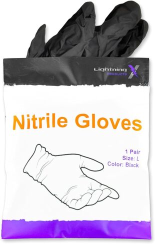 Lightning X Nitrile Exam Glove Pairs | Individually Packed | 50 Gloves | 25 Pairs | Resealable Zip Bag - Large (Fits Most) in Saudi Arabia