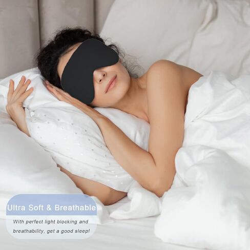 أقنعة النوم، عبوة من 3 أقنعة عين فائقة النعومة مع حزام قابل للتعديل للنوم، غطاء عين معتم أثناء النوم، غطاء عيون ليلي للرجال والنساء (أسود، أخضر، أزرق) in Kuwait
