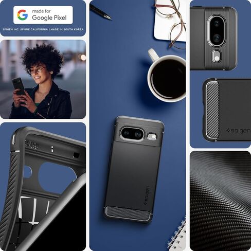Spigen Rugged Armor مصمم لحافظة Pixel 8 (2023) - أسود مطفي in Kuwait