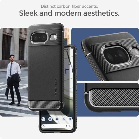 Spigen Rugged Armor مصمم لحافظة Pixel 8 (2023) - أسود مطفي in Kuwait