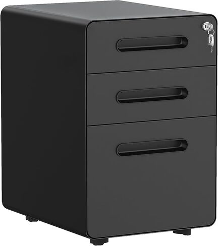 DWVO Vertical File Cabinets, 3-Drawer Mobile Filing Cabinet with Lock, Metal Under-Desk Storage for Legal/A4 Documents, Pre-Assembled for Home/Office, White in Saudi Arabia