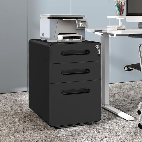 DWVO Vertical File Cabinets, 3-Drawer Mobile Filing Cabinet with Lock, Metal Under-Desk Storage for Legal/A4 Documents, Pre-Assembled for Home/Office, White in Saudi Arabia