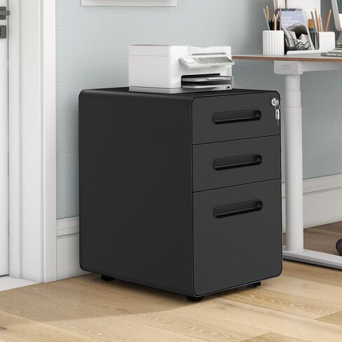 DWVO Vertical File Cabinets, 3-Drawer Mobile Filing Cabinet with Lock, Metal Under-Desk Storage for Legal/A4 Documents, Pre-Assembled for Home/Office, White in Saudi Arabia