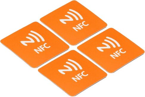 PATIKIL NFC Stickers, 4 Pack NTAG216 Tag Sticker 888 Bytes Memory Fully Programmable Square NFC Tags for Phone, NFC-Enabled Devices, Orange in Saudi Arabia