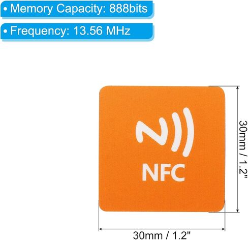 PATIKIL NFC Stickers, 4 Pack NTAG216 Tag Sticker 888 Bytes Memory Fully Programmable Square NFC Tags for Phone, NFC-Enabled Devices, Orange in Saudi Arabia