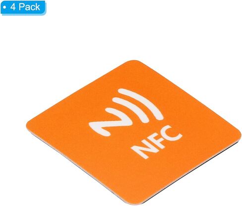 PATIKIL NFC Stickers, 4 Pack NTAG216 Tag Sticker 888 Bytes Memory Fully Programmable Square NFC Tags for Phone, NFC-Enabled Devices, Orange in Saudi Arabia