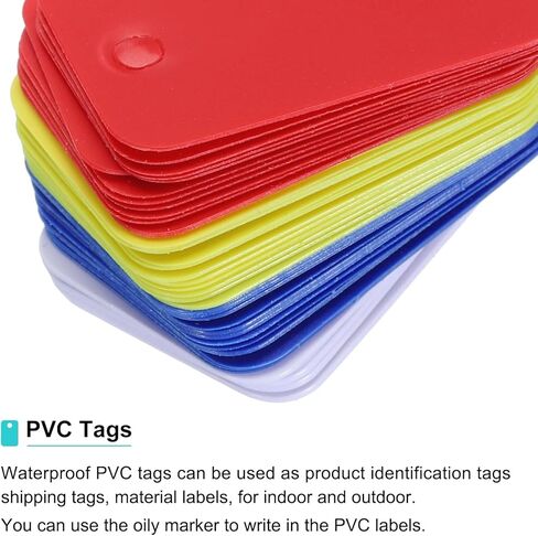 MECCANIXITY Blank Waterproof Eyelet Hole Plastic Shipping Tags,Blank Labeling Tags for Product Identification Tags,Valve Marking,Outdoor Tagging,2x3cm/0.79x1.18 Inch Pack of 100,Multicolored in Kuwait