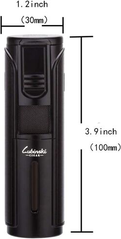 LUBINSKI Cigar Lighter Windproof Butane Five Torch Jet Blue Flame Cigarette Lighter for Cigar Cooking BBQ Topsense (Black) in Saudi Arabia