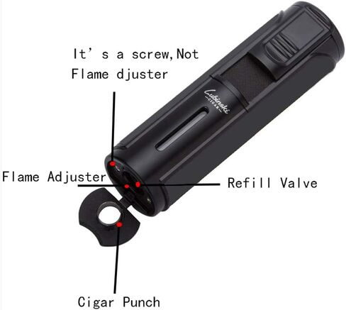 LUBINSKI Cigar Lighter Windproof Butane Five Torch Jet Blue Flame Cigarette Lighter for Cigar Cooking BBQ Topsense (Black) in Saudi Arabia