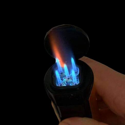 LUBINSKI Cigar Lighter Windproof Butane Five Torch Jet Blue Flame Cigarette Lighter for Cigar Cooking BBQ Topsense (Black) in Saudi Arabia