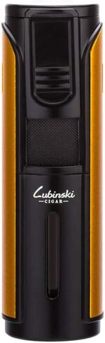 LUBINSKI Cigar Lighter Windproof Butane Five Torch Jet Blue Flame Cigarette Lighter for Cigar Cooking BBQ Topsense (Black) in Saudi Arabia
